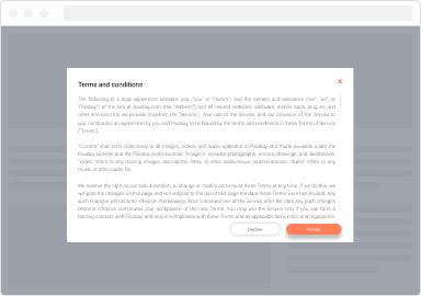 Terms & Conditions with Floating Buttons